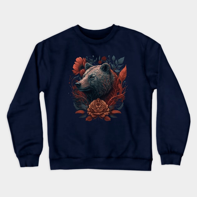 Cute Floral Bear Crewneck Sweatshirt by Wintrly